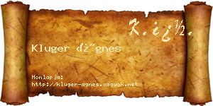 Kluger Ágnes névjegykártya